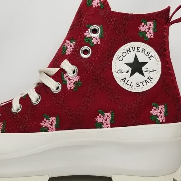 Converse Unisex Run Star Hike Rose Stitch Platforms Women Size 7 Red A14885C NWT - Picture 4 of 8